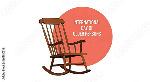 Classic Brown Wooden Rocking Chair Illustration for Older Persons Day