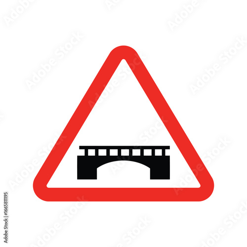Bridge ahead warning sign vector illustration traffic safety symbol road caution alert transportation icon isolated eps graphic