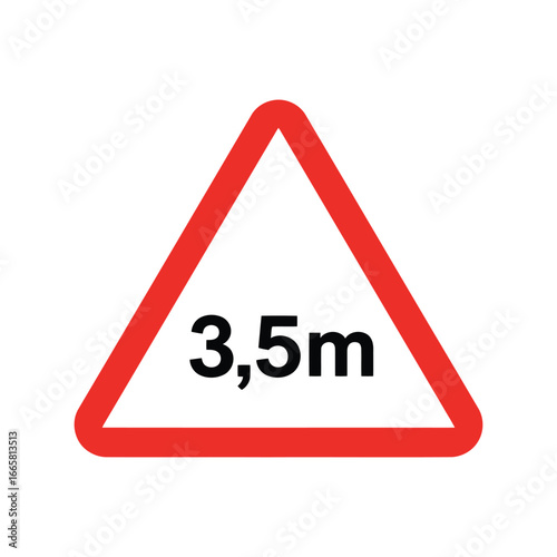 Red triangle warning sign 3 5 meters height limit traffic road symbol caution alert graphic