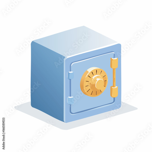 Blue safe box protecting valuable assets with combination lock in secure location representing financial security and peace of mind.