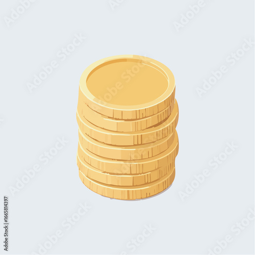 Stack of golden coins representing wealth sitting on light blue surface, symbolizing financial success and prosperity in simple, clean style.
