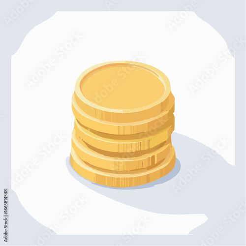 Stack of golden coins represents wealth and prosperity in a simple, clean style, symbolizing financial success and stability.