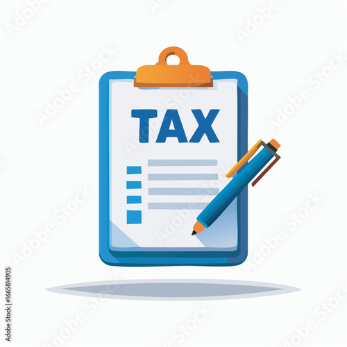 Tax form on clipboard with pen sits on white surface representing financial paperwork and reporting obligations for individuals and businesses.