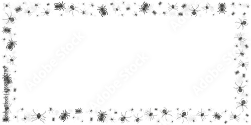 Halloween empty background with spider border. Autumn frame template