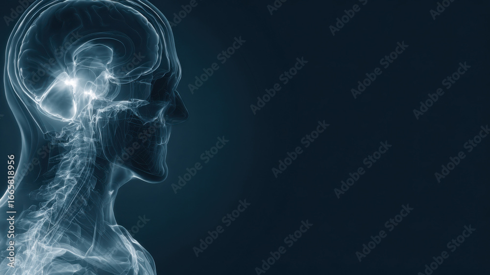 Fototapeta premium Glowing MRI scan visualization, futuristic medical imaging