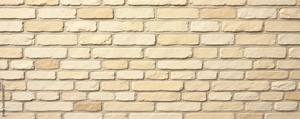 Obraz premium Wide shot beige brick wall, ideal for background use, seamless, seamless texture