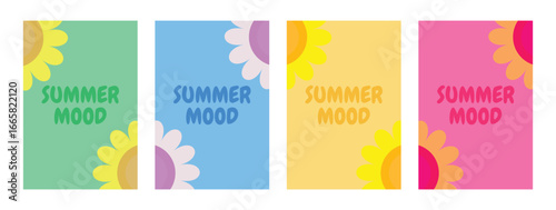 colorful summer mood cards with flowers abstract background design for banner poster and cover
