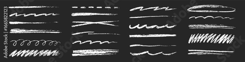 Wallpaper Mural Chalk line underline brush set. Hand drawn crayon and pencil stroke with chalk texture and grunge mark for kid chalkboard design. Doodle border crayon underline in sketch style. Vector illustration Torontodigital.ca