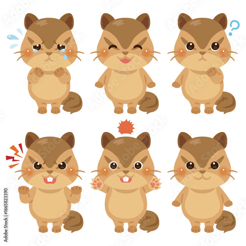 リスのキャラクターイラスト　表情セット