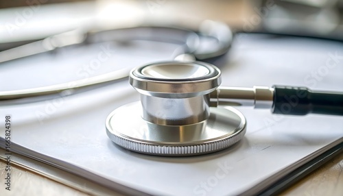 Medical Stethoscope on Patient Chart Healthcare and Wellness
