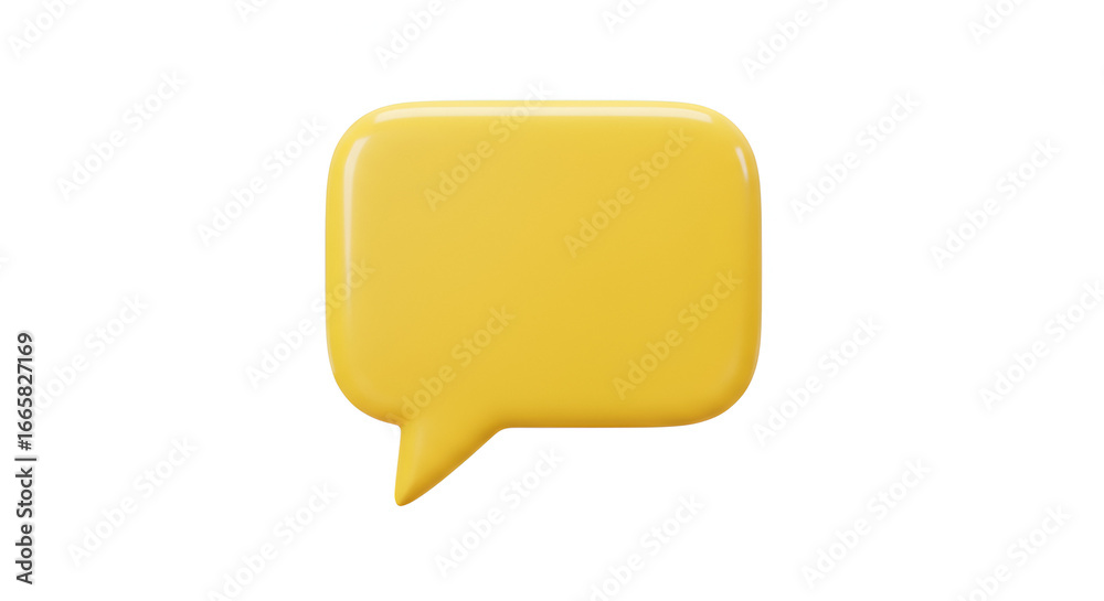 Fototapeta premium Isolated yellow speech bubble on white background for communication design