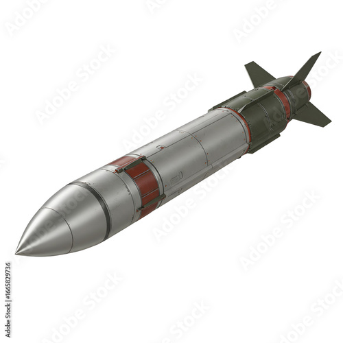 Realistic 3D Illustration of a Missile Weapon Isolated on Transparent Background