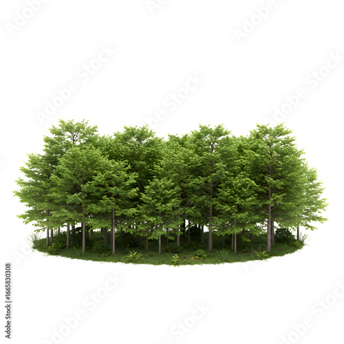Realistic 3D Illustration Of Dense Green Trees And Foliage Isolated On White