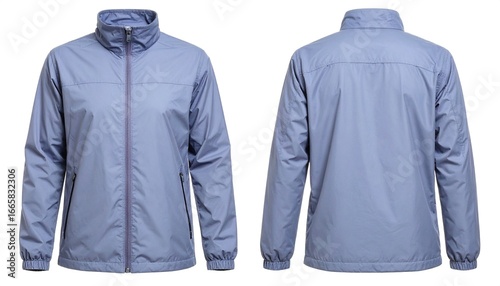 Lightweight jacket displayed against white backdrop front and back view