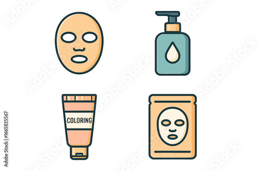 Skincare essentials: face masks and creams illustration in soft colors