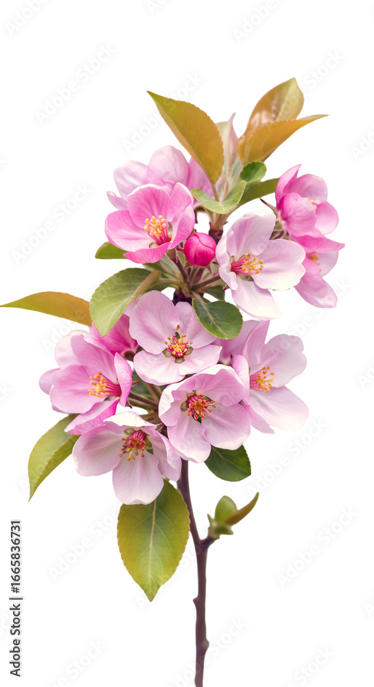 Obraz premium Isolated Pink Blossoms on Branch Illustration on Transparent Black Background