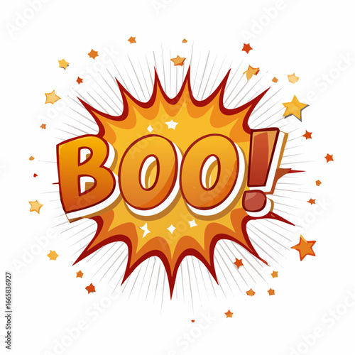 Energetic "BOO!" Firefly A Vibrant, Comic-Style Design Bursting with Bold Charm