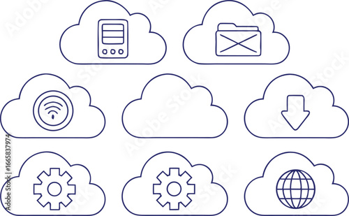 Cloud Computing Technology Icon Set