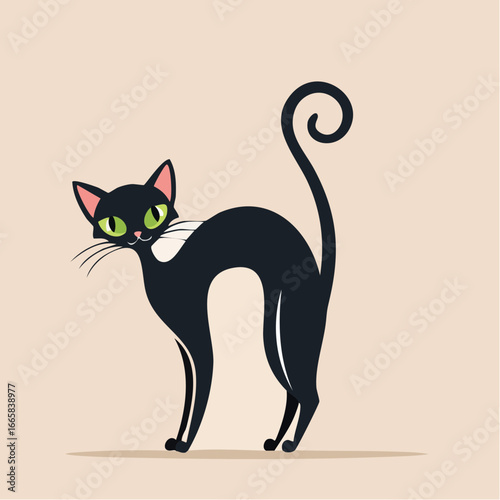 Elegant Black Cat Minimalist Vector Illustration