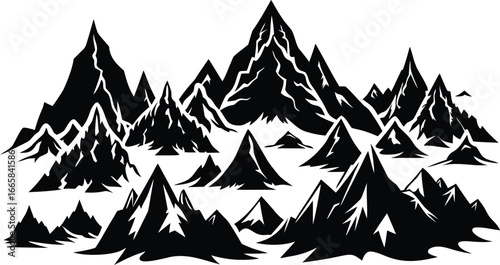  Mountain Peaks Silhouettes - Outdoor Landscape & Adventure Set