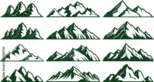  Mountain Peaks Silhouettes - Outdoor Landscape & Adventure Set