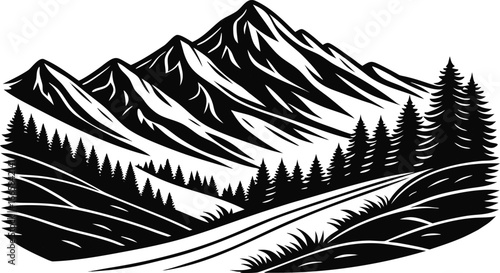  Mountain Peaks Silhouettes - Outdoor Landscape & Adventure Set