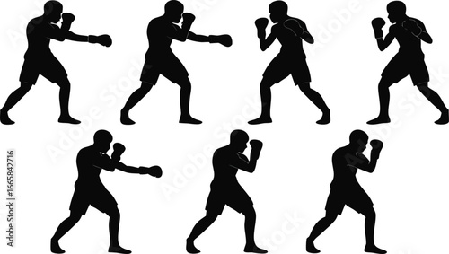 Martial Arts Fighter Silhouettes - Boxing & Kickboxing Poses