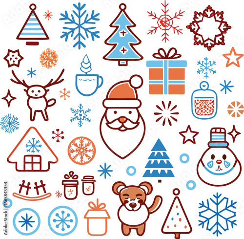 Festive Christmas Holiday Icons and Doodles Collection