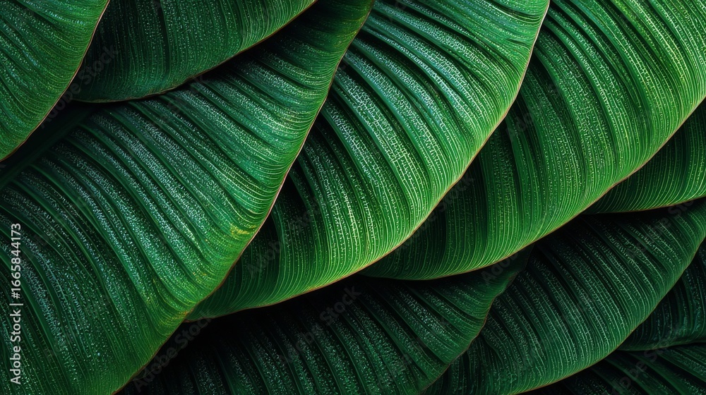 Obraz premium Dark Green Tropical Leaves Texture Background