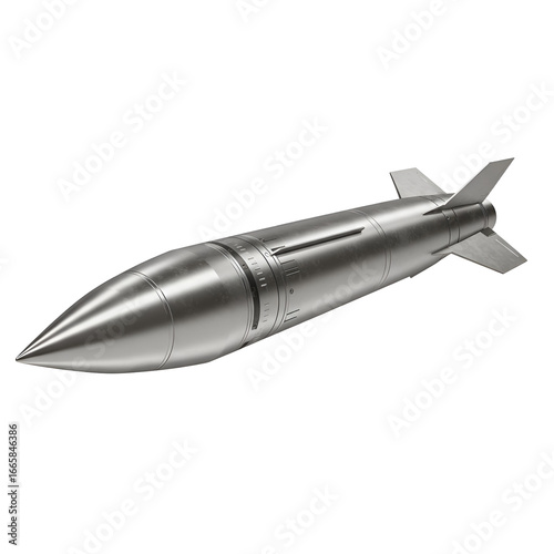 Realistic Silver Missile Illustration on Transparent Background