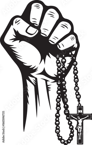 Divine Power Christian Rosary Art vector graphics