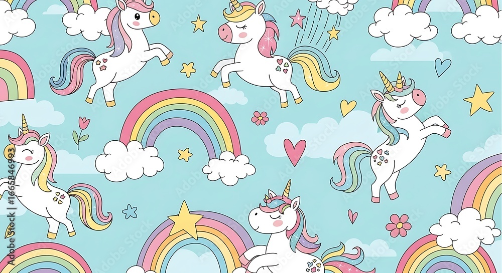 Cute unicorns and rainbows pattern Cute unicorns and rainbows pattern