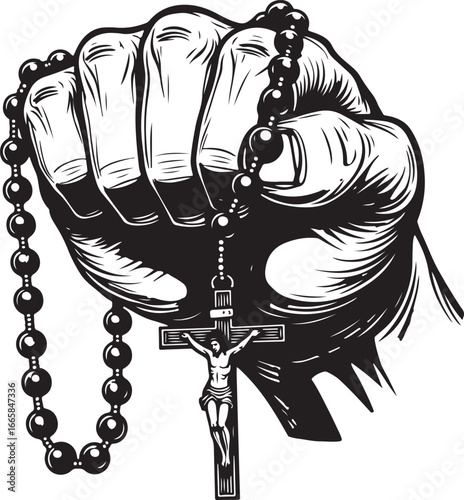 Divine Power Christian Rosary Art vector graphics