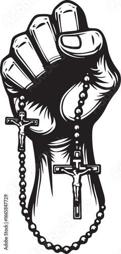 Divine Power Christian Rosary Art vector graphics