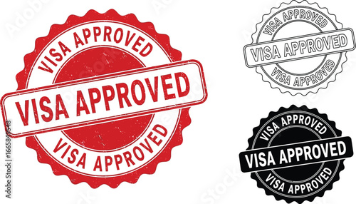 Visa approved stamp vector graphics for travel and immigration use