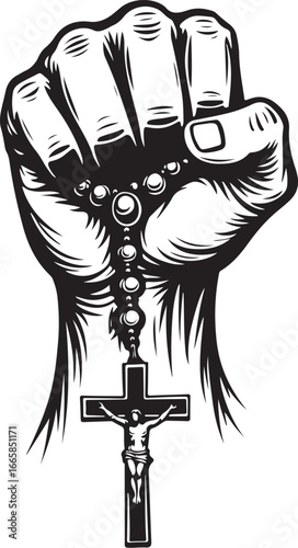 Divine Power Christian Rosary Art vector graphics