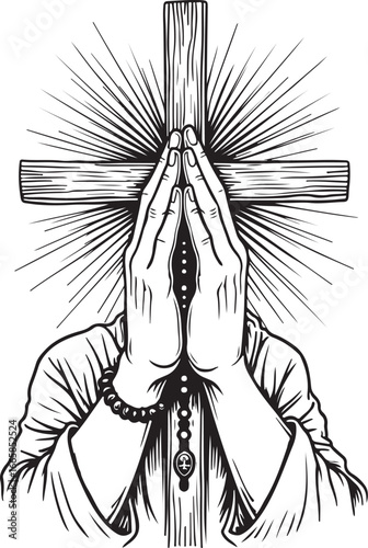 Divine Power Christian Rosary Art vector graphics