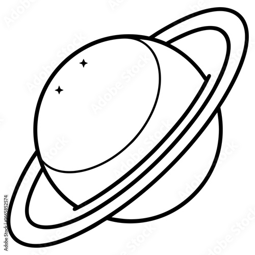 Planet ring icon line art vector illustration