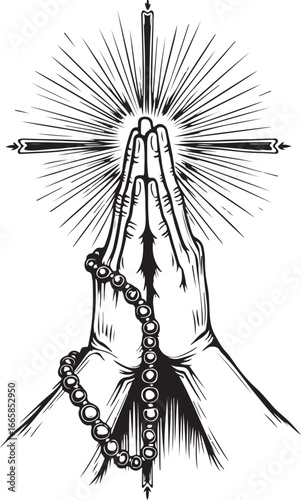 Divine Power Christian Rosary Art vector graphics