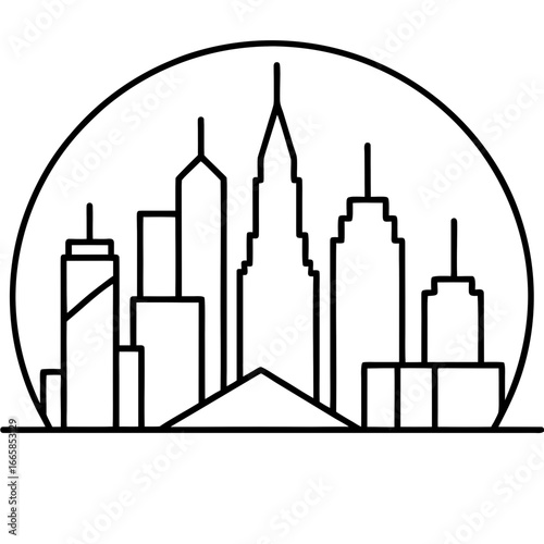 City skyline line art vector  illustration
