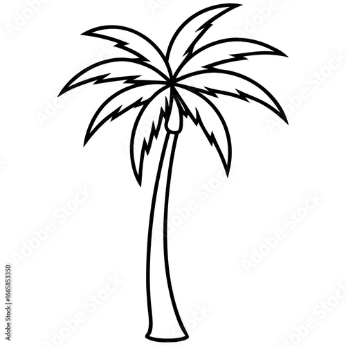 Minimal palm tree line art vector illustration