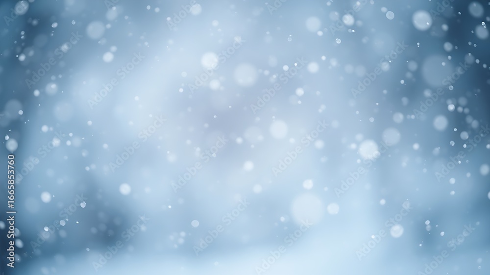 Fototapeta premium Gentle snowfall in soft illumination, evoking quiet winter mood.