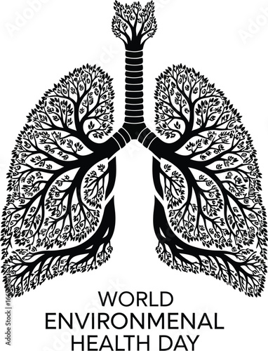 Celebrate World Environmental Health Day with this symbolic lung tree illustration