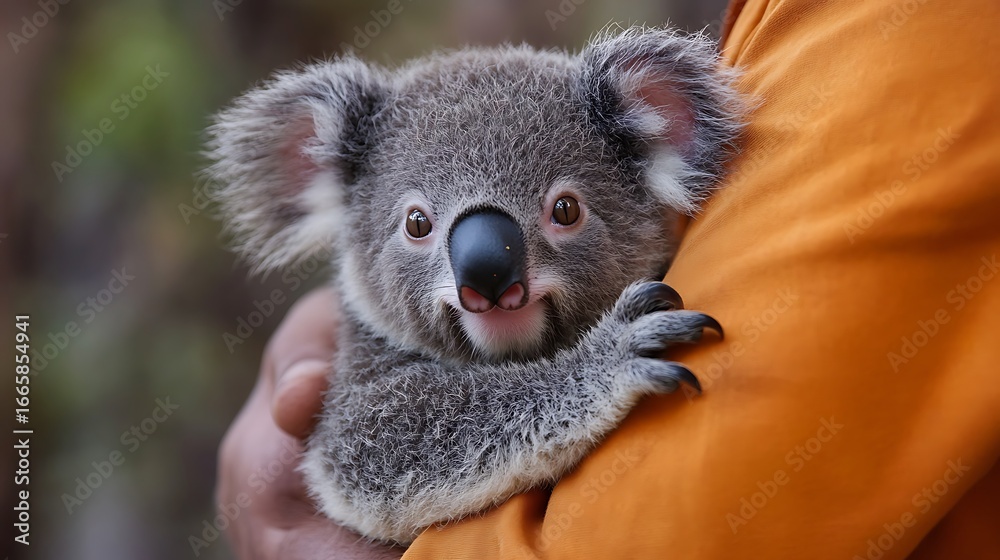 Fototapeta premium Baby koala which was rescued from the bush fires