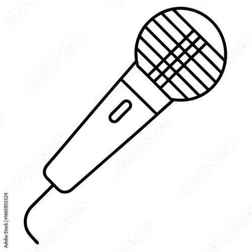 Minimal microphone line art vector illustration 