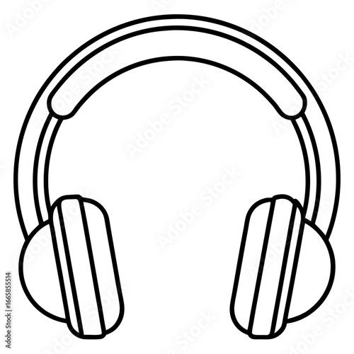 Simple headphone outline line art vector illustration 