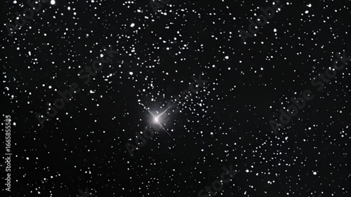 Starfall in sky, bright meteorites glow in atmosphere