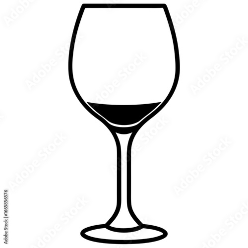 Clean wine glass line art vector illustration 