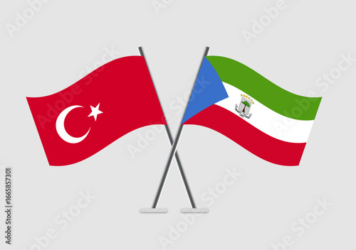 Turkey and Equatorial Guinea vector flags in celebration vector format