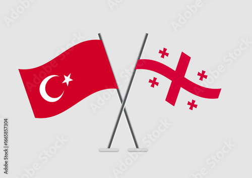 Turkey and Georgia vector flags with equal proportion vector style